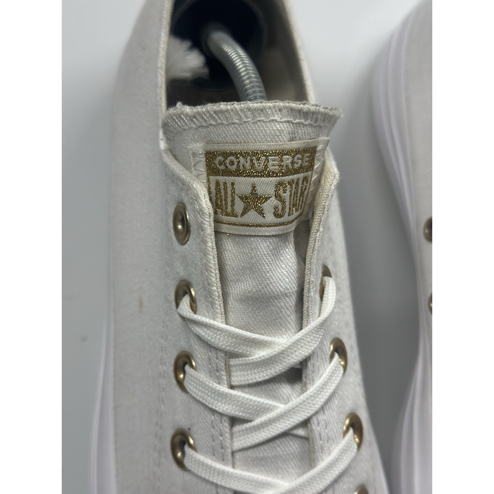 Converse Unisex All Star Egret/White Gold Accents Sneaker Shoe Womens Size 10 - Picture 4 of 10